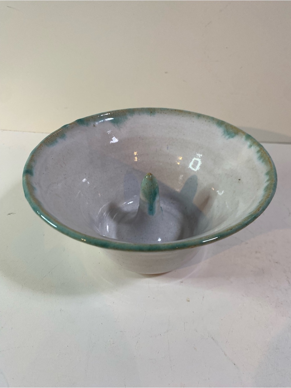 A.R. Britt Pottery Green Drip Glaze Juicer Apple Baker Handmade North Carolina